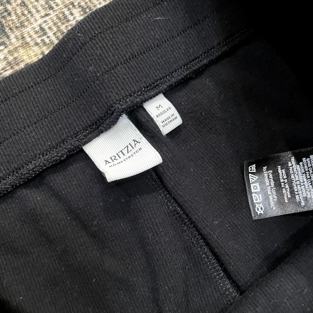 Aritzia HomeStretch Rib Kickback Pants Black Wide Leg Women's Size M - Picture 2 of 6